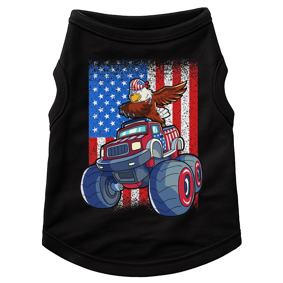Dabbing Eagle Monster Truck 4th Of July American Flag Doggie Tank