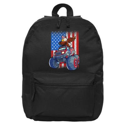 Dabbing Eagle Monster Truck 4th Of July American Flag 16 in Basic Backpack