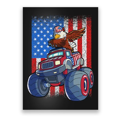 Dabbing Eagle Monster Truck 4th Of July American Flag Poster