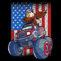 Dabbing Eagle Monster Truck 4th Of July American Flag Baby Bodysuit