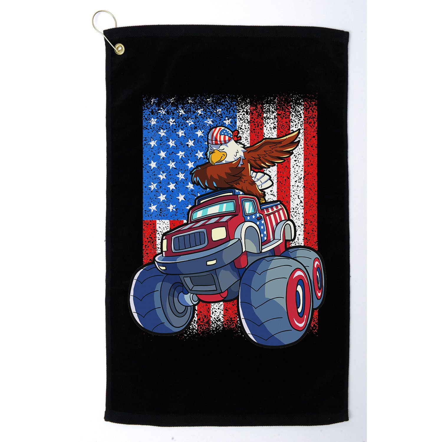 Dabbing Eagle Monster Truck 4th Of July American Flag Golf Towel