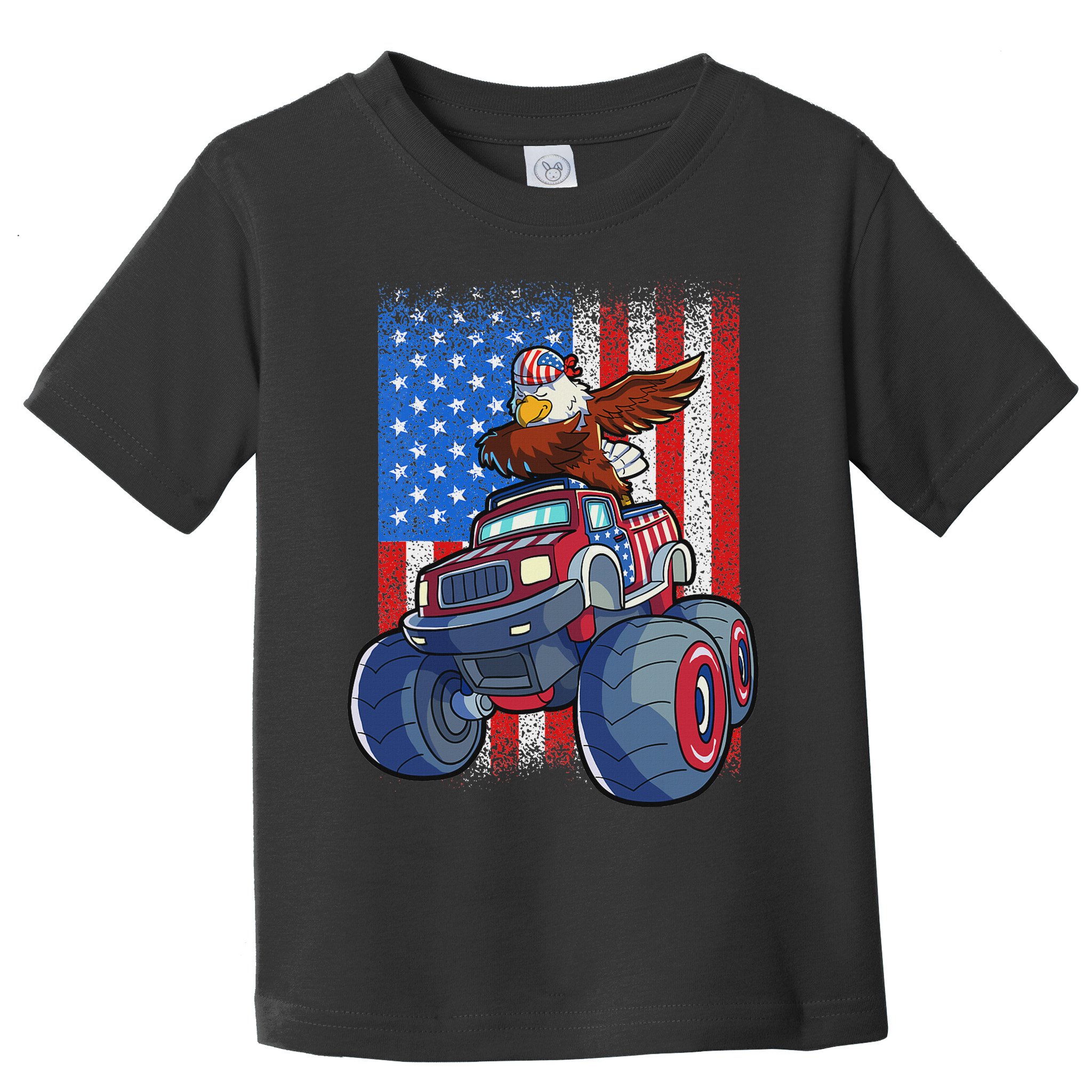 Dabbing Eagle Monster Truck 4th Of July American Flag Toddler T-Shirt