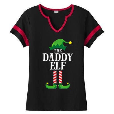 Daddy Elf Matching Family Group Christmas Party Ladies Halftime Notch Neck Tee