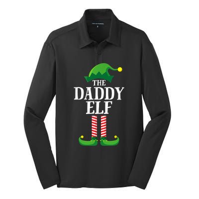 Daddy Elf Matching Family Group Christmas Party Silk Touch Performance Long Sleeve Polo