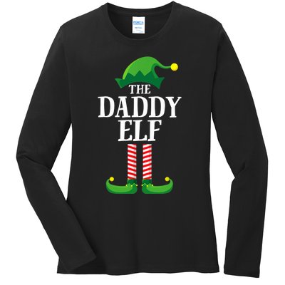 Daddy Elf Matching Family Group Christmas Party Ladies Long Sleeve Shirt