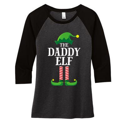 Daddy Elf Matching Family Group Christmas Party Women's Tri-Blend 3/4-Sleeve Raglan Shirt