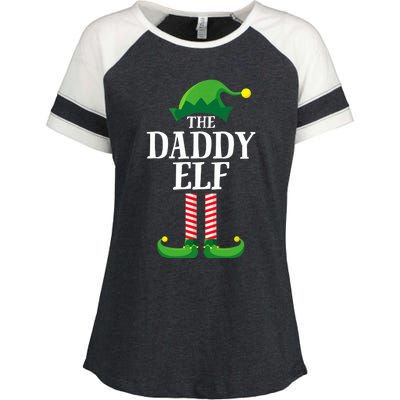 Daddy Elf Matching Family Group Christmas Party Enza Ladies Jersey Colorblock Tee