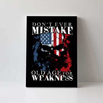 Dont Ever Mistake Old Age For Weakness Skull American Flag Canvas