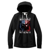 Dont Ever Mistake Old Age For Weakness Skull American Flag Women's Fleece Hoodie