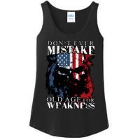 Dont Ever Mistake Old Age For Weakness Skull American Flag Ladies Essential Tank