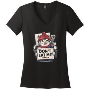 DonT Eat Me Cats For Trump 2024 Funny Election Women's V-Neck T-Shirt