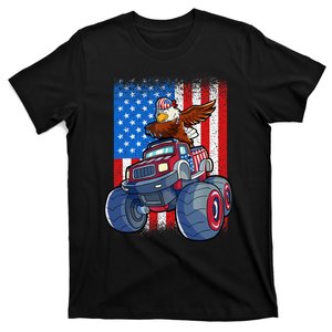 Dabbing Eagle Monster Truck 4th Of July Boy American Flag T-Shirt