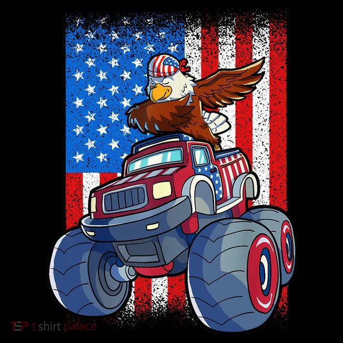 Dabbing Eagle Monster Truck 4th Of July Boy American Flag Impact Tech Backpack