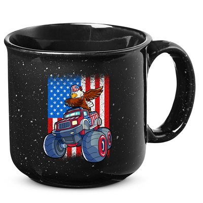 Dabbing Eagle Monster Truck 4th Of July Boy American Flag 15oz Campfire Ceramic Mug