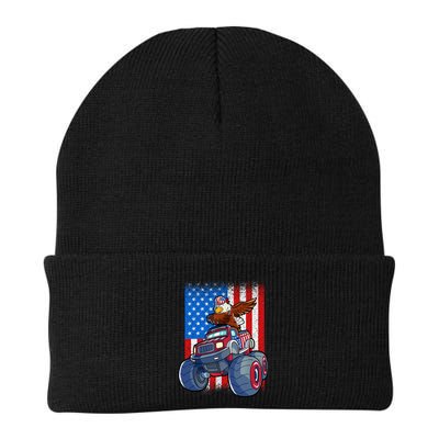 Dabbing Eagle Monster Truck 4th Of July Boy American Flag Beanie