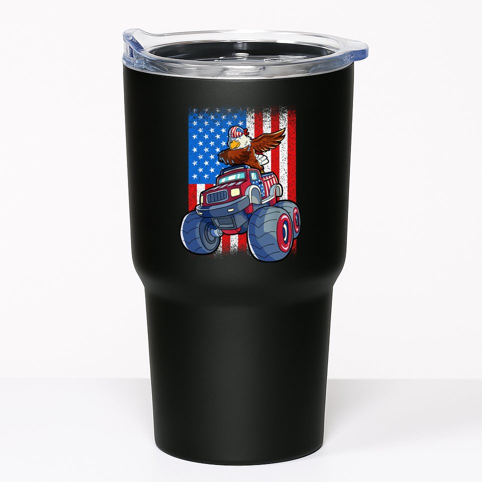 Dabbing Eagle Monster Truck 4th Of July Boy American Flag Tumbler