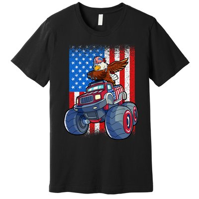 Dabbing Eagle Monster Truck 4th Of July Boy American Flag Premium T-Shirt