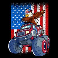 Dabbing Eagle Monster Truck 4th Of July Boy American Flag Womens Tank Top