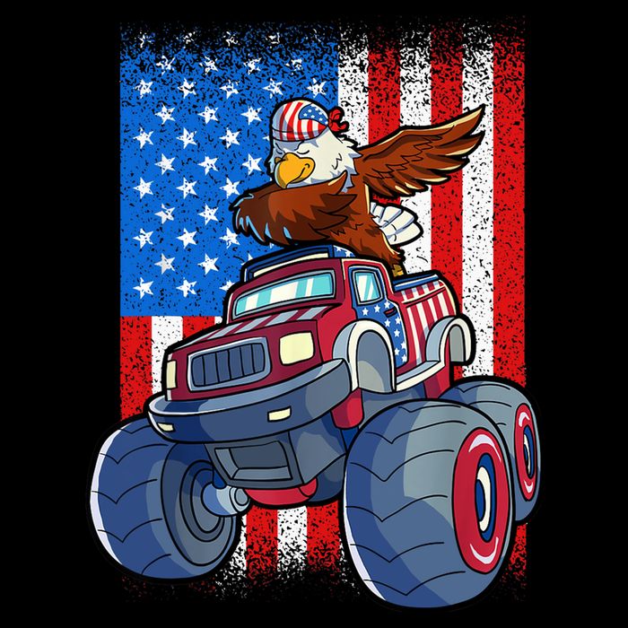 Dabbing Eagle Monster Truck 4th Of July Boy American Flag Womens Tank Top