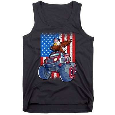 Dabbing Eagle Monster Truck 4th Of July Boy American Flag Tank Top