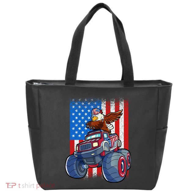 Dabbing Eagle Monster Truck 4th Of July Boy American Flag Zip Tote Bag