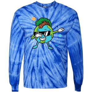 Dabbing Earth Mohawk Trees Earth Day Dance Gift Tie-Dye Long Sleeve Shirt