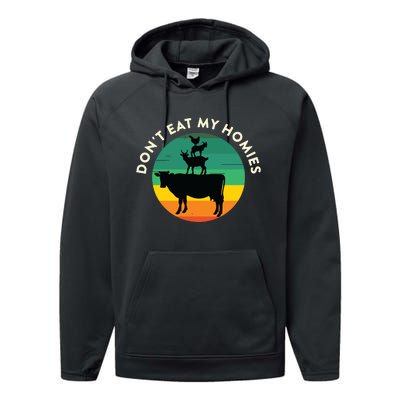 Dont Eat My Homies Vegan Vegetarian Quote Saying Meme Performance Fleece Hoodie