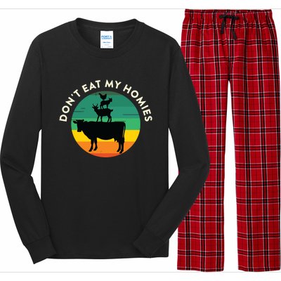 Dont Eat My Homies Vegan Vegetarian Quote Saying Meme Long Sleeve Pajama Set