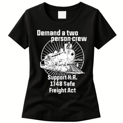 Demand A Two Person Crew Trains Womens T-Shirt