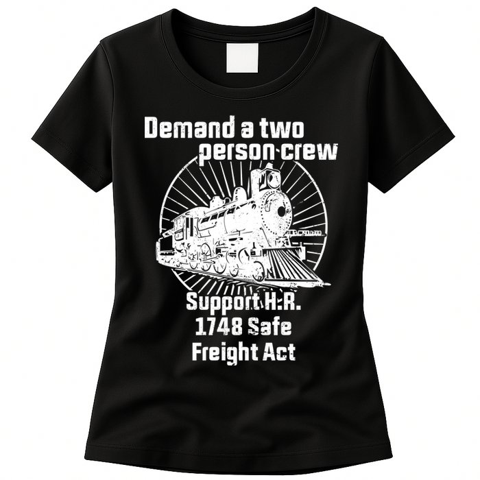 Demand A Two Person Crew Trains Womens T-Shirt