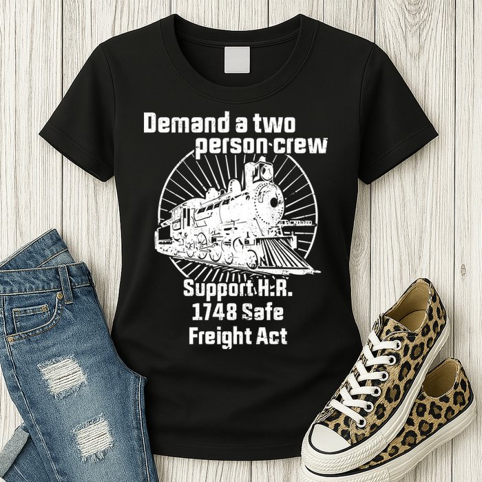 Demand A Two Person Crew Trains Womens T-Shirt