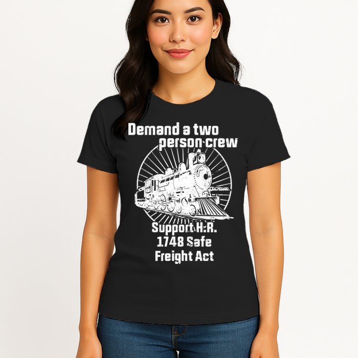 Demand A Two Person Crew Trains Womens T-Shirt