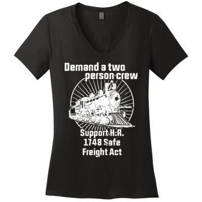 Demand A Two Person Crew Trains Women's V-Neck T-Shirt