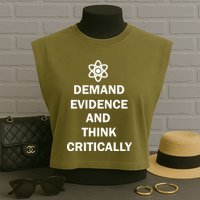 Demand Evidence And Think Critically Garment-Dyed Women's Muscle Tee