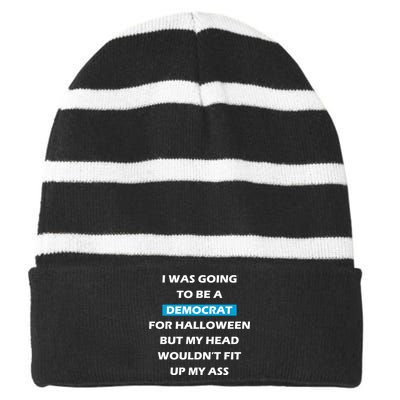 Democrat For Halloween Striped Beanie with Solid Band