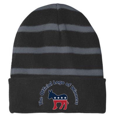 Democratic Party The Official Logo of Winners Striped Beanie with Solid Band