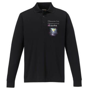 Democratic Republican Wine Party Performance Long Sleeve Polo