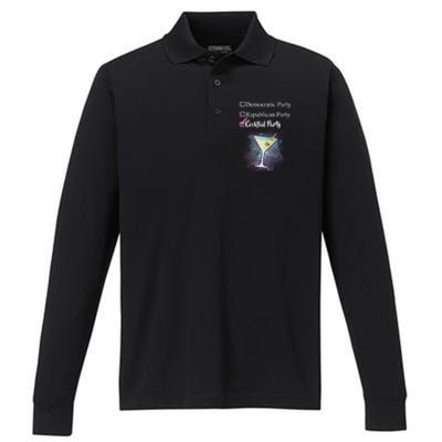 Democratic Republican Wine Party Performance Long Sleeve Polo