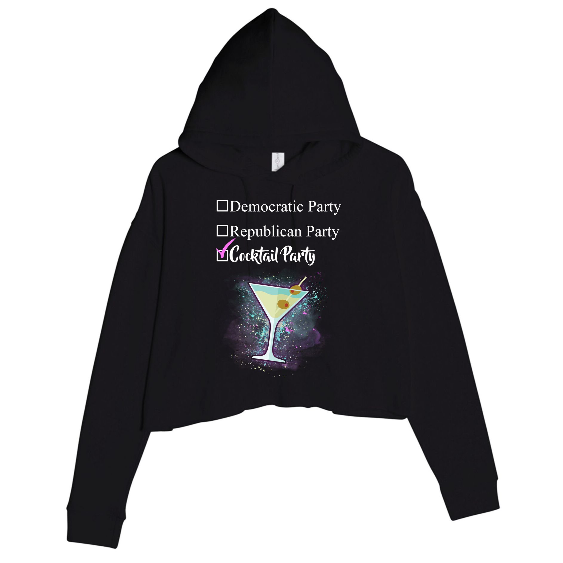 Democratic Republican Wine Party Crop Fleece Hoodie