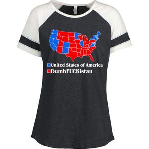 Democratic United States of America Vs. Dumfuckistan Resistance Resist Anti Trump Enza Ladies Jersey Colorblock Tee