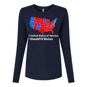 Democratic United States of America Vs. Dumfuckistan Resistance Resist Anti Trump Womens Cotton Relaxed Long Sleeve T-Shirt