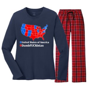 Democratic United States of America Vs. Dumfuckistan Resistance Resist Anti Trump Women's Long Sleeve Flannel Pajama Set 