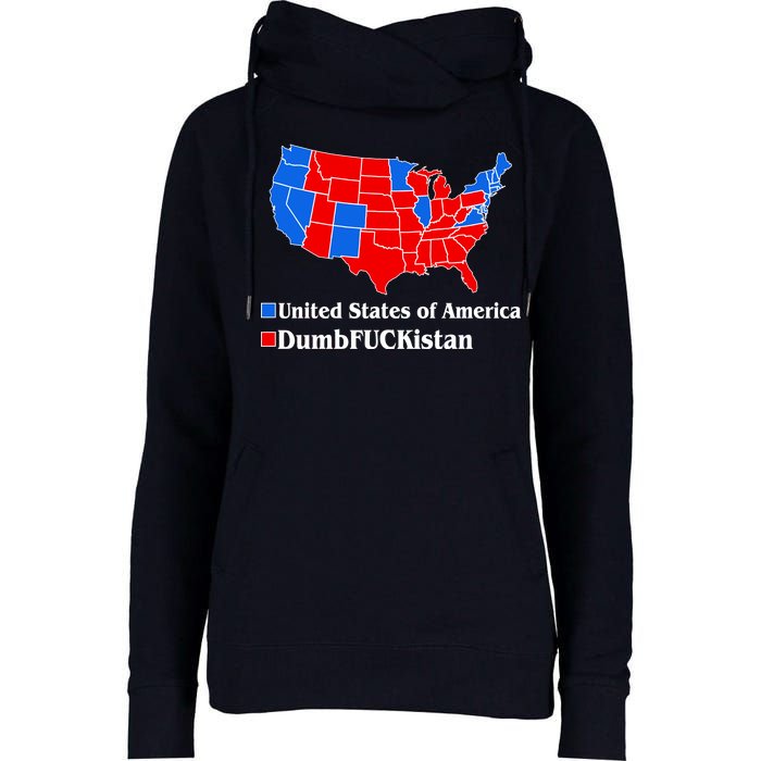 Democratic United States of America Vs. Dumfuckistan Resistance Resist Anti Trump Womens Funnel Neck Pullover Hood