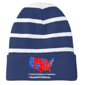 Democratic United States of America Vs. Dumfuckistan Resistance Resist Anti Trump Striped Beanie with Solid Band