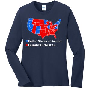 Democratic United States of America Vs. Dumfuckistan Resistance Resist Anti Trump Ladies Long Sleeve Shirt