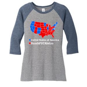 Democratic United States of America Vs. Dumfuckistan Resistance Resist Anti Trump Women's Tri-Blend 3/4-Sleeve Raglan Shirt