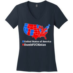 Democratic United States of America Vs. Dumfuckistan Resistance Resist Anti Trump Women's V-Neck T-Shirt