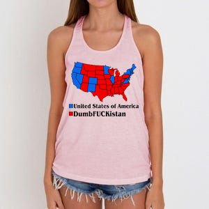 Democratic United States of America Vs. Dumfuckistan Resistance Resist Anti Trump Women's Knotted Racerback Tank