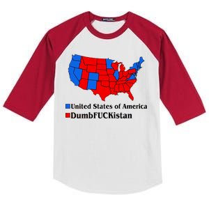 Democratic United States of America Vs. Dumfuckistan Resistance Resist Anti Trump Kids Colorblock Raglan Jersey