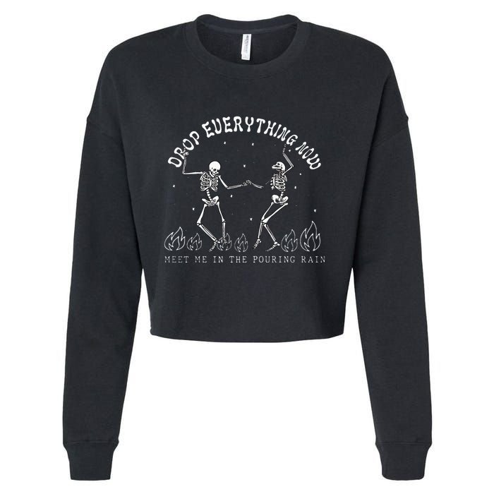 Drop Everything Now Meet Me In The Pouring Rain Skeleton Cropped Pullover Crew